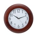 Universal One Round Wood Clock, 12-3/4", Cherry UNV10414